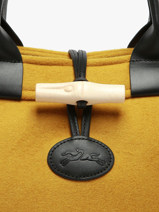 Longchamp Le roseau toile duffle coat Handtas Geel