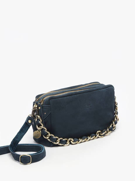 Cross Body Tas Vintage Leder Mila louise Blauw vintage 23673V ander zicht 2