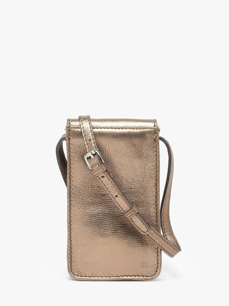 Telefoontas Leder Paul marius Goud vintage TELEPHON ander zicht 4