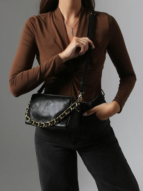 Cross Body Tas Vintage Leder Mila louise Zwart vintage 23673X ander zicht 1