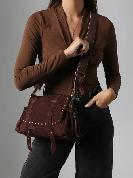 Cross Body Tas Vintage Leder Mila louise Bruin vintage 3861VC ander zicht 1
