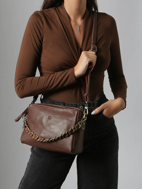 Cross Body Tas Vintage Leder Mila louise Beige vintage 23673LC ander zicht 1