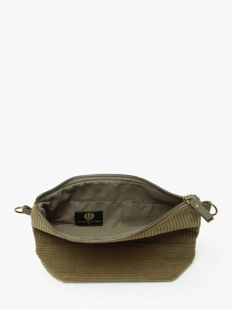 Sac Bandoulière Velours Le voyage en panier Vert velours AHP239 vue secondaire 3