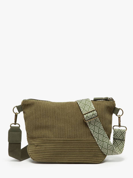 Sac Bandoulière Velours Le voyage en panier Vert velours AHP239 vue secondaire 4
