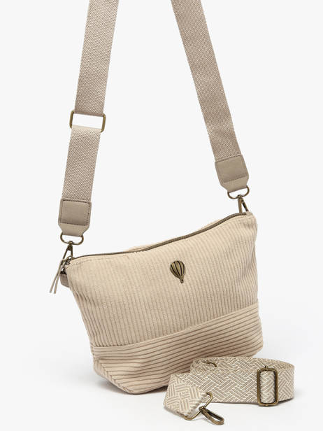 Cross Body Tas Velours Le voyage en panier Beige velours AHP239 ander zicht 1