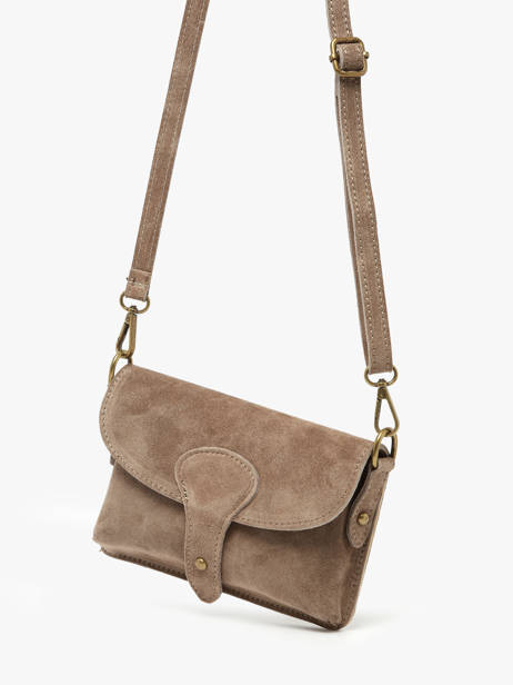 Cross Body Tas Velvet Leder Milano Bruin velvet VE260612 ander zicht 2