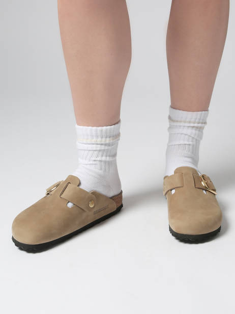 Mules Boston Big Buckle En Cuir Birkenstock Beige women 1030425