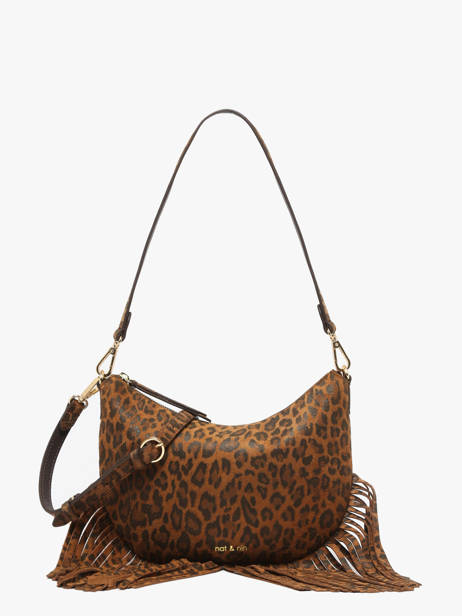 Sac Porté épaule Lune Franges Cuir Nat et nin Marron vintage FRA