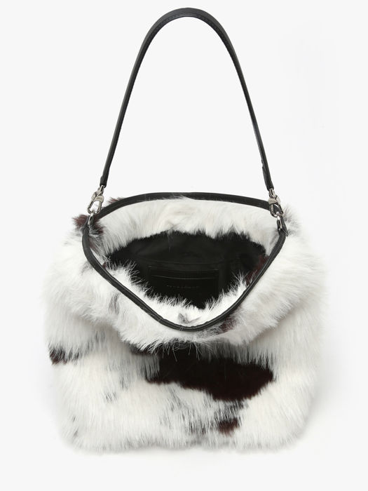 Longchamp Roseau toile fourrure Besace Blanc