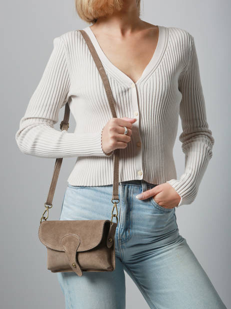 Cross Body Tas Velvet Leder Milano Bruin velvet VE260612 ander zicht 1