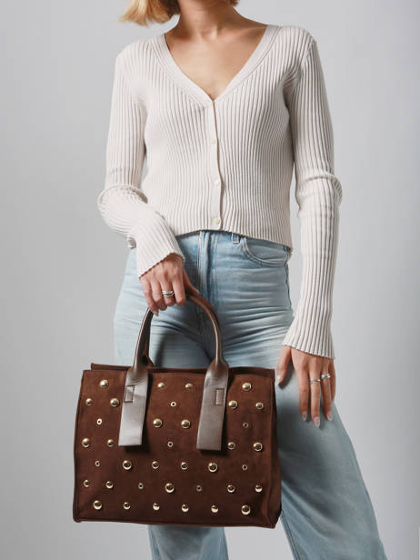 Handtas A4 Formaat Stud David jones Bruin stud CM7868 ander zicht 1