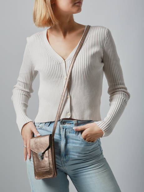 Telefoontas Leder Paul marius Goud vintage TELEPHON ander zicht 1