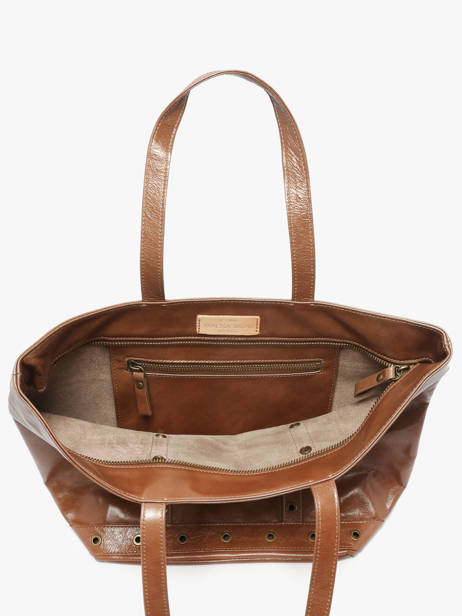 Le Cabas M Zippé En Cuir Craquelé Vanessa bruno Marron cabas cuir 82V40378 vue secondaire 3