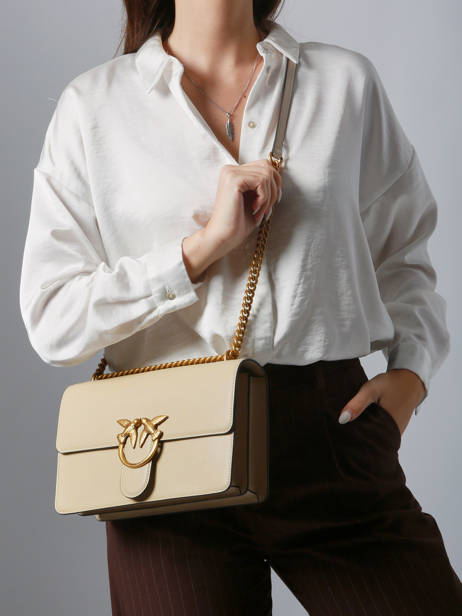 Sac Bandoulière Love Bag Icon Cuir Pinko Beige love bag icon A0F1 vue secondaire 1