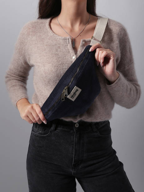 Heuptasje Hindbag Blauw velours V ander zicht 1