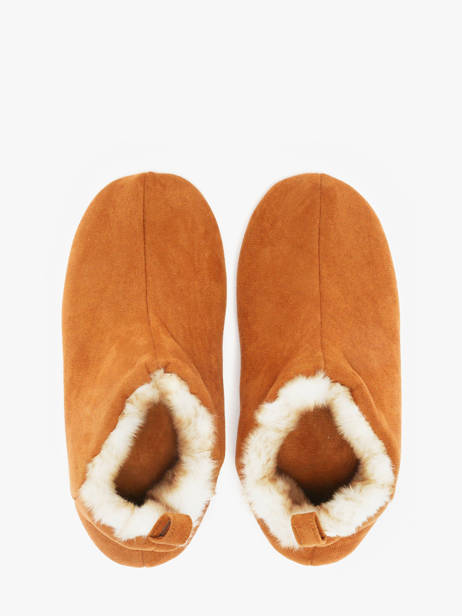 Chaussons En Cuir Isotoner Marron women 97422 vue secondaire 3