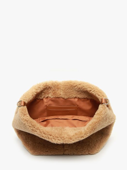 Longchamp Le roseau shearling Sac porté travers Marron