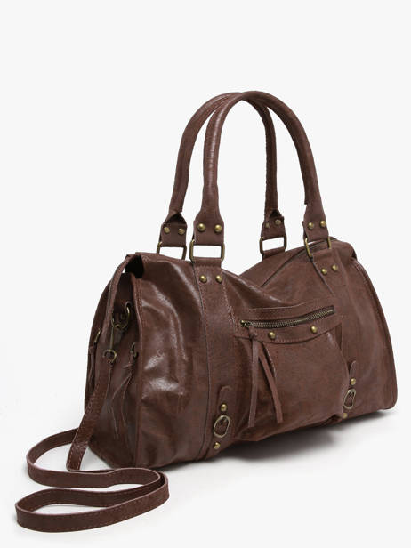 Sac Porté épaule A4 Spazzolato Cuir Milano Marron spazzolato SP24095 vue secondaire 2