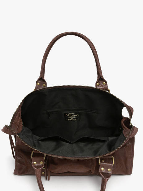 Sac Porté épaule A4 Spazzolato Cuir Milano Marron spazzolato SP24095 vue secondaire 3
