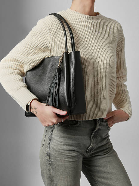 Schoudertas Helena Leder Francinel Zwart helena 22945 ander zicht 1