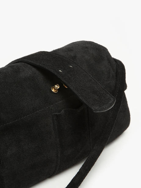 Sac Bandoulière M Agnes Cuir Velours Etrier Noir agnes EAGV205M vue secondaire 8