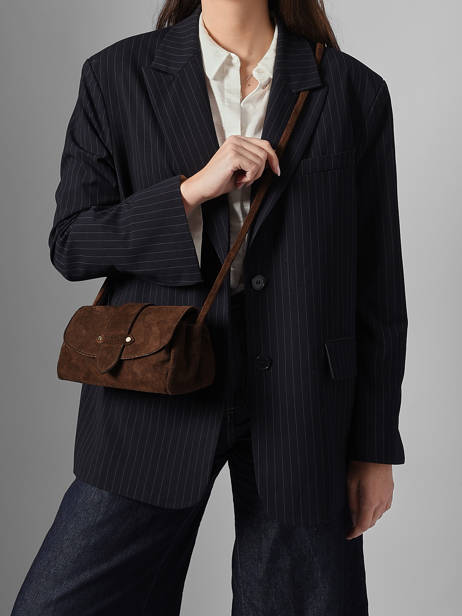 Cross Body Tas S Agnes Rundsleer Met Suède Finish Etrier Bruin agnes EAGV205S ander zicht 1