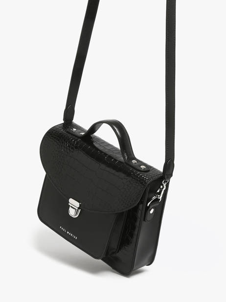 Cross Body Tas Croco Vernis Paul marius Zwart croco vernis GEORGCRV ander zicht 1