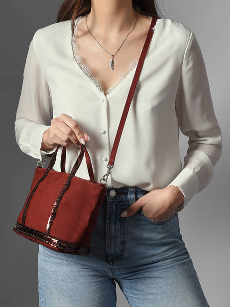 Cross Body Tas Baby Cabas Pailletten Vanessa bruno Rood cabas 1V40410 ander zicht 1