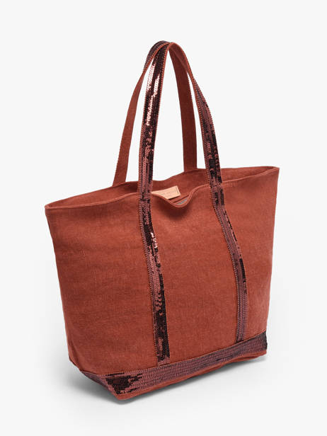 Handtas Met Rits M Le Cabas Linnen Pailletten Vanessa bruno Rood cabas lin 31V40378 ander zicht 1
