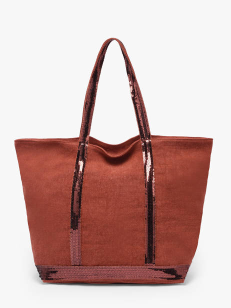 Handtas Met Rits M Le Cabas Linnen Pailletten Vanessa bruno Rood cabas lin 31V40378 ander zicht 3