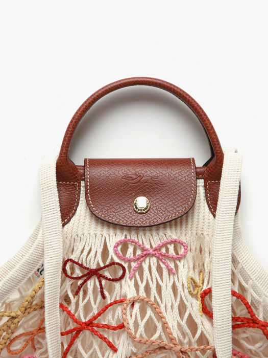 Longchamp Le pliage filet raphia Schoudertas Beige