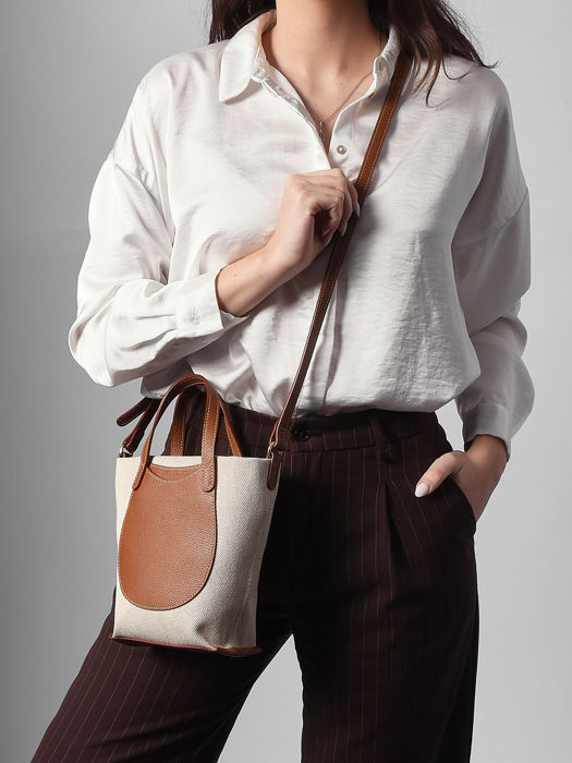 Longchamp Le foulonné toile Cross body tas Bruin