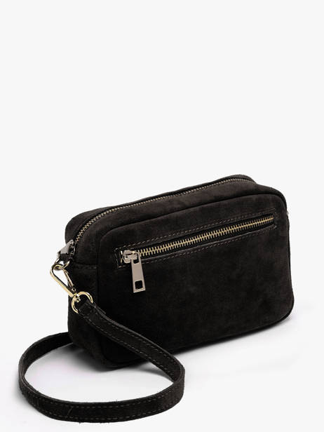 Cross Body Tas Velvet Leder Milano Zwart velvet VE25115 ander zicht 2
