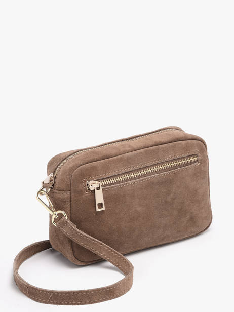 Cross Body Tas Velvet Leder Milano Beige velvet VE25115 ander zicht 2