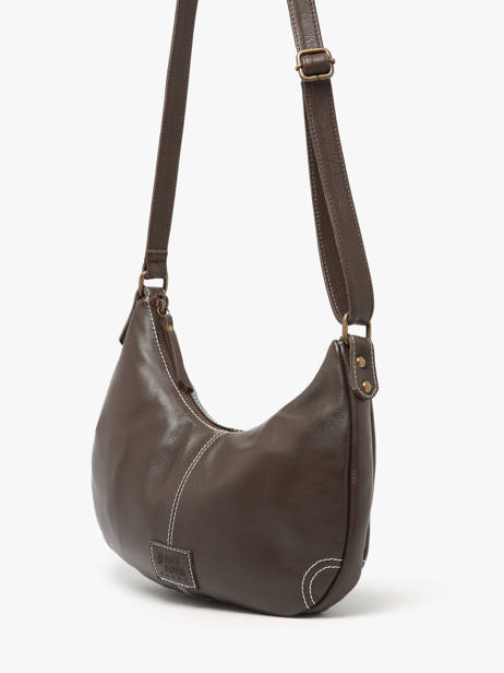 Cross Body Tas Seam Leder Basilic pepper Bruin seam BSEA03 ander zicht 2
