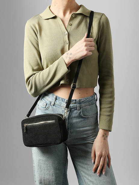 Cross Body Tas Velvet Leder Milano Zwart velvet VE25115 ander zicht 1
