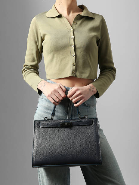 Sac Porté Main Caviar Leder Milano Blauw caviar CA25116 ander zicht 1