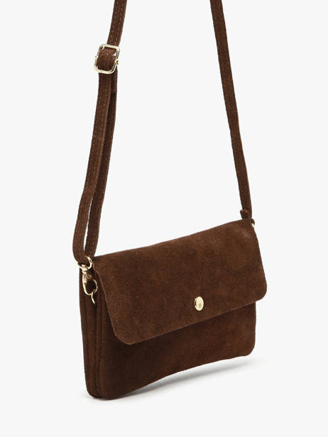 Cross Body Tas Velvet Leder Milano Bruin velvet VE23067O ander zicht 2