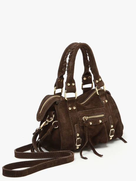 Cross Body Tas Velvet Leder Milano Bruin velvet VE24092O ander zicht 2