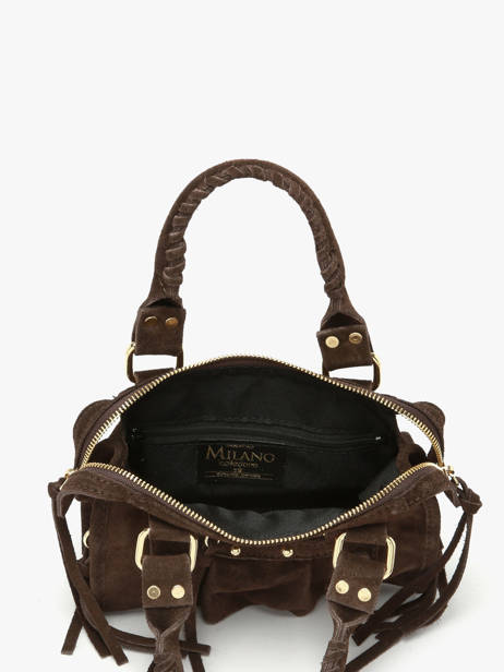 Cross Body Tas Velvet Leder Milano Bruin velvet VE24092O ander zicht 3