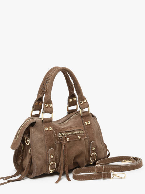 Cross Body Tas Velvet Leder Milano Beige velvet VE24093O ander zicht 2