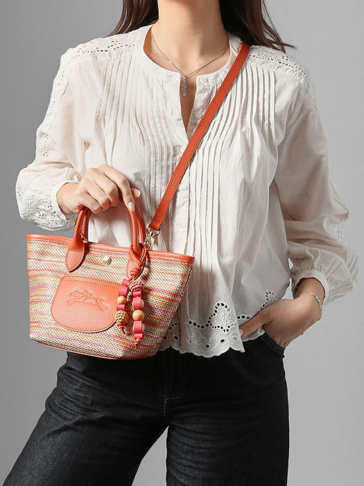 Longchamp Le panier pliage rainbow Sac porté travers Blanc