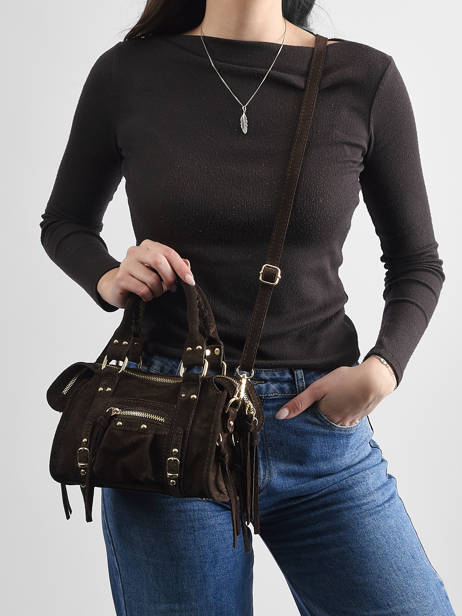 Cross Body Tas Velvet Leder Milano Bruin velvet VE24092O ander zicht 1