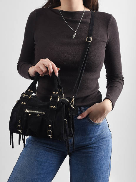 Cross Body Tas Velvet Leder Milano Zwart velvet VE24093O ander zicht 1