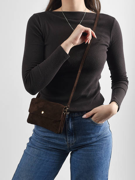 Cross Body Tas Velvet Leder Milano Bruin velvet VE23067O ander zicht 1