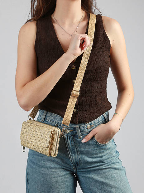 Portefeuille /cross Body Miniprix Beige raphia 1460 ander zicht 1