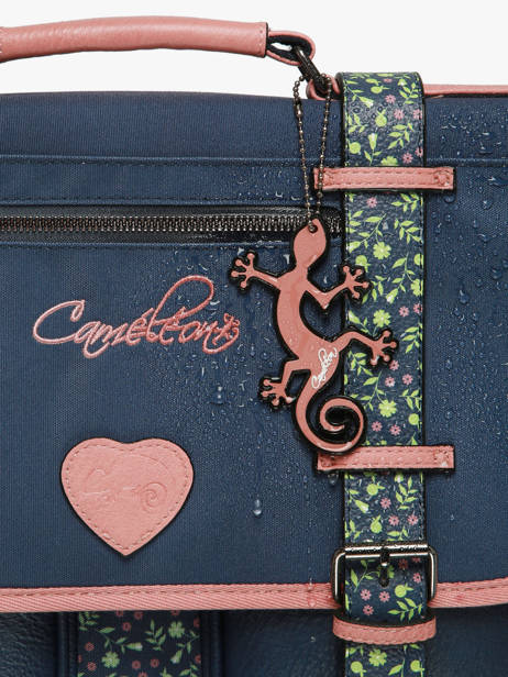 Boekentas 2 Compartimenten Cameleon Blauw vintage fantasy PBVGCA38 ander zicht 6
