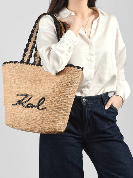 Schoudertas K Signature Raphia Karl lagerfeld Beige k signature B1W46070 ander zicht 1