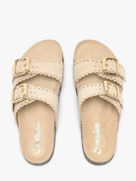 Slippers Met Riempjes Uit Leder Semerdjian Beige women ARIANNA ander zicht 3