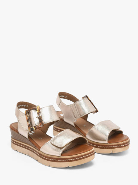 Sandales Talon Compensé En Cuir Remonte Or women 90 vue secondaire 1